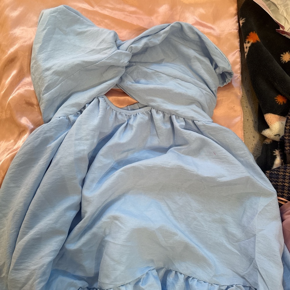 SHEIN Light Blue Strapless Dress